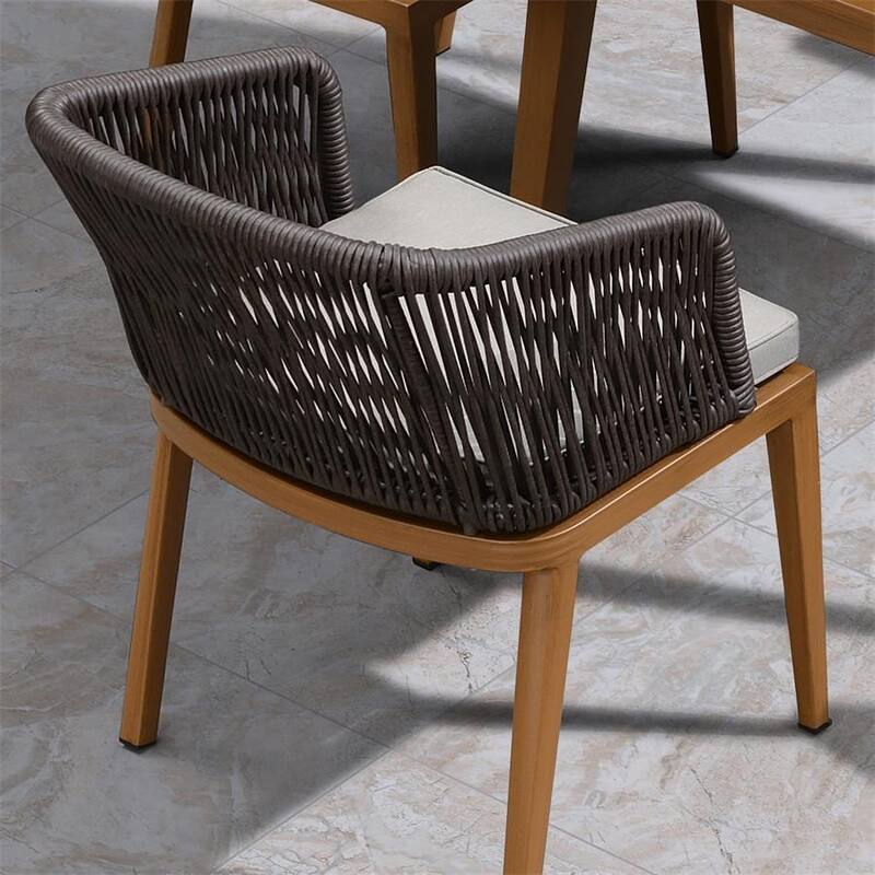 PURPLE LEAF Outdoor Dining Set Teak Aluminum Patio Furniture Set Dining Table And Wicker Chairs