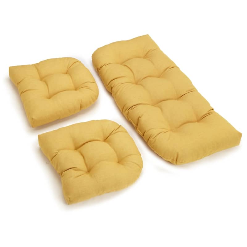 Tufted Outdoor Settee Cushion Set (Set of 3) - Lemon