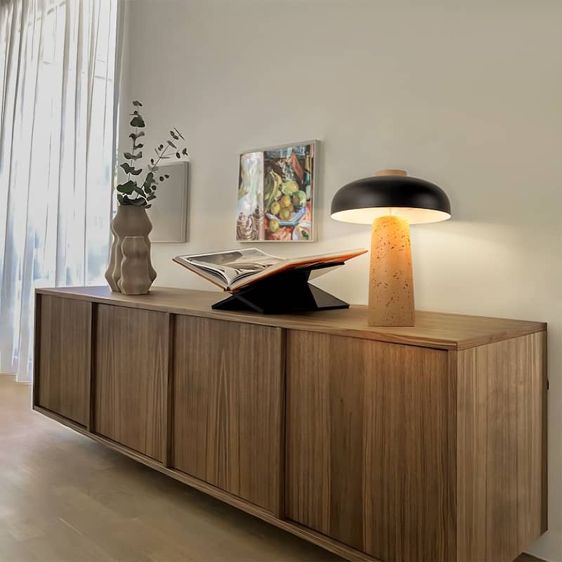 Modern 2-Light Black Mushroom Table Lamp - Bedside Nightstand Lamp for Bedroom, Living Room, Study