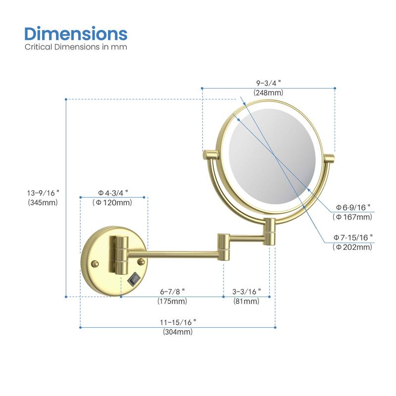 Circular LED Wall Mount Magnifying Make Up Mirror