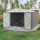 preview thumbnail 18 of 51, Patiowell 10' x 8'/10' x 10'Metal Outdoor Storage Shed with Goods Shelves/Floor Frame Garden Tool Shed for Backyard Garden 10' x 10' with Floor Frame - Grey