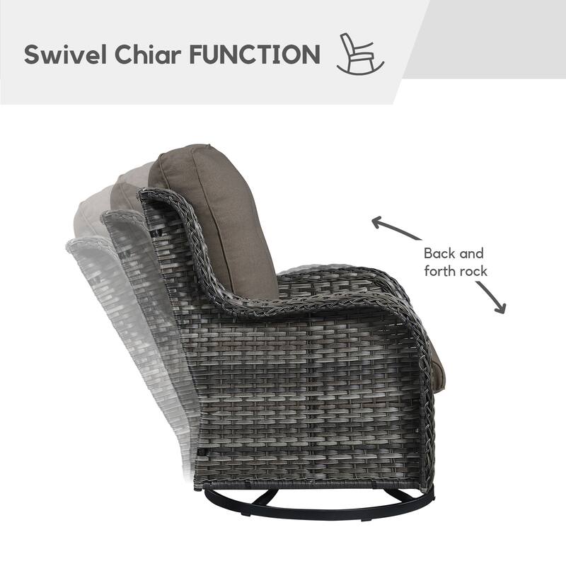 Gymojoy Patio Swivel Rocking Chair Coffee Table Set