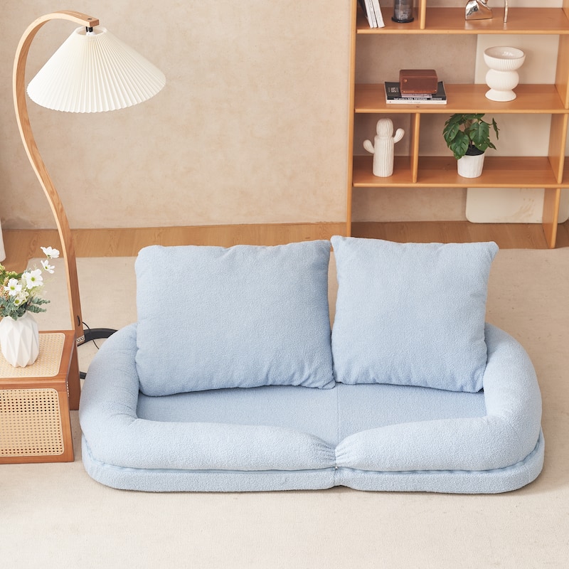 Blue Modern 42.5" Upholstered Foldable Lounge Chair with Comfortable Backrest for Living Room
