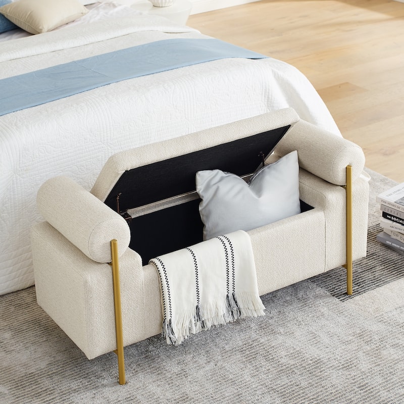 Elegant Upholstered Velvet Storage Bench