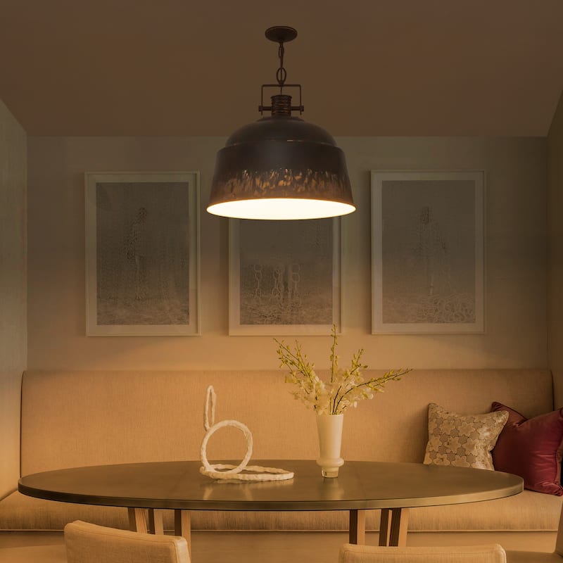 3-Light Industrial Pendant Light with Distressed Metal Dome Shade - 3-Lights