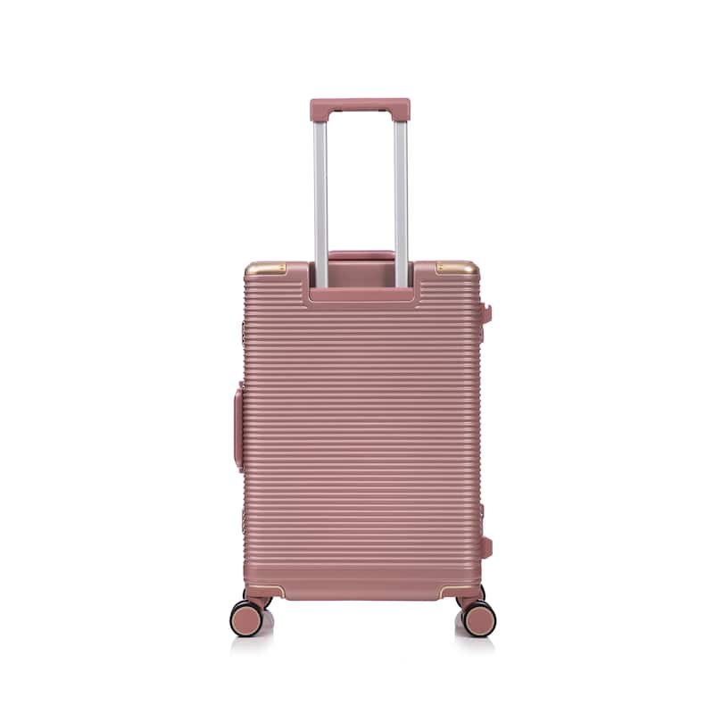 3-Piece, 20/24/28-Inch Modern Aluminum Alloy Luggage Set, Stylish Combination Lock Luggage, for Boarding Travel, Rose Gold