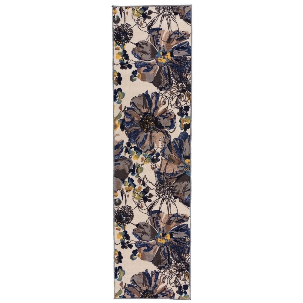 World Rug Gallery Modern Bright Flowers Non-Slip Area Rug Multi