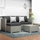 preview thumbnail 12 of 19, 3-piece Patio Furniture Sets Resin Wicker Outdoor Sectional Sofa Chat Set