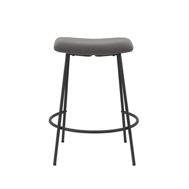 HomeRoots Set of Two 26" Gray and Black Fabric and Metal Backless Counter Height Bar Chairs