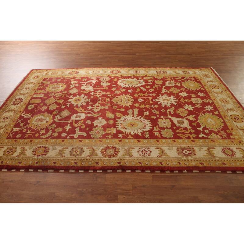 All-Over Agra Indian Area Rug Handmade Wool Carpet - 6'0"x 9'2"