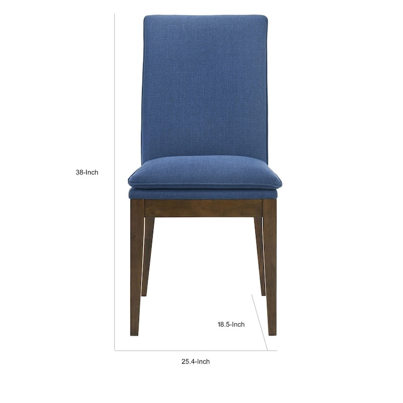 Walnut Brown/Blue Fabric Upholstered Wood Frame Dining Chair, Set of 2, Sturdy Dining Chair for Dining Rooms - 17.5