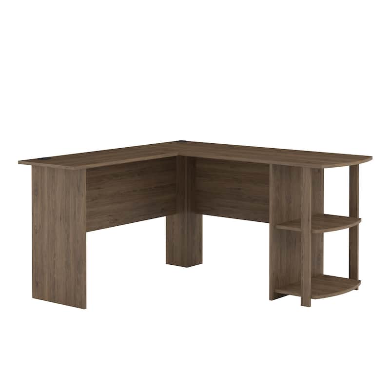 Avenue Greene Abbott L Desk with Bookshelves - Rustic Oak
