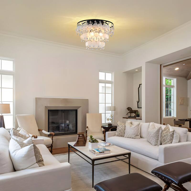 Starsky Coastal 3-Light Tiered Shell Flush Mount