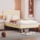 preview thumbnail 4 of 49, VECELO 2 Pack Upholstered Twin Size Kids Bed Frame Set of 2 Diamond Tufted Headboard with Crystal/Button Accents