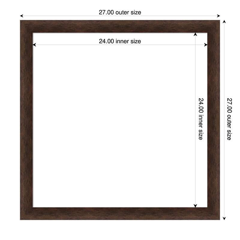 Amanti Art Warm Walnut Narrow Framed Dry Erase Magnetic Board - 27 x 27 in