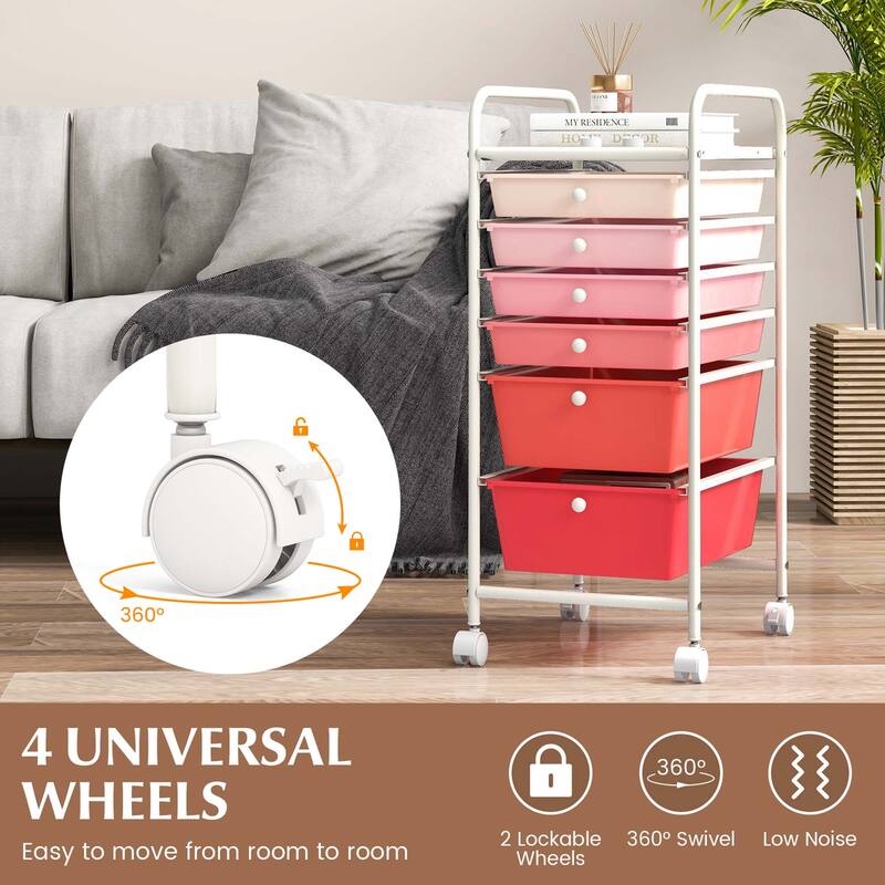 Costway 6 Drawer Rolling Storage Cart Scrapbook Paper Office Organizer