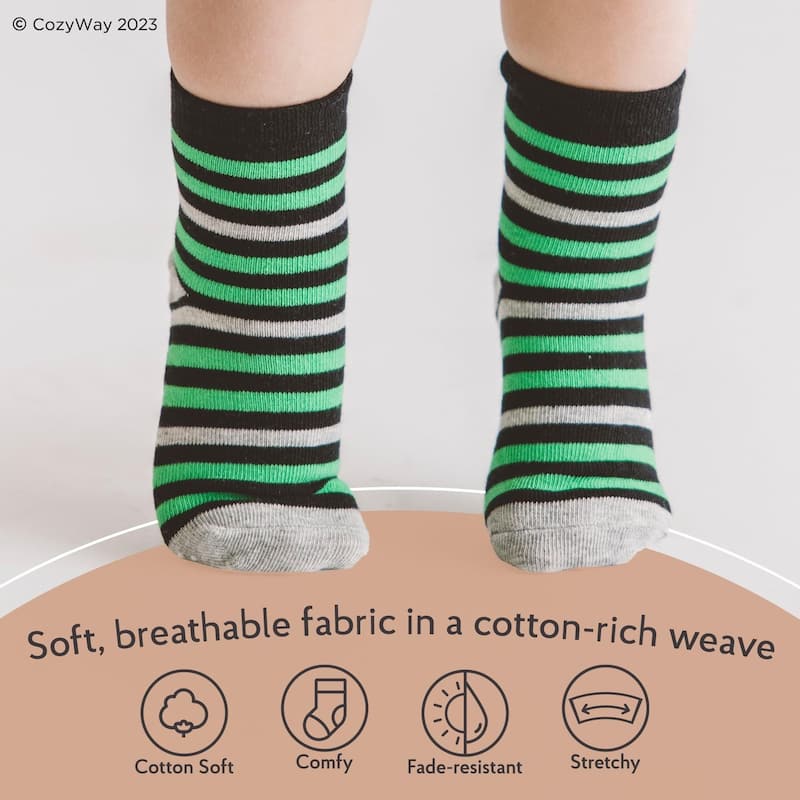 CozyWay Non-Slip Ankle Style Socks with Grippers, 6 Pack for Baby Boys and Girls, 3-5