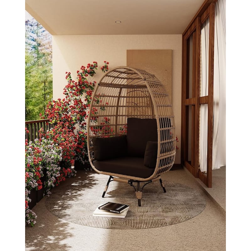 360° Swivel Patio Swivel Rattan Egg Basket Lounge Chair