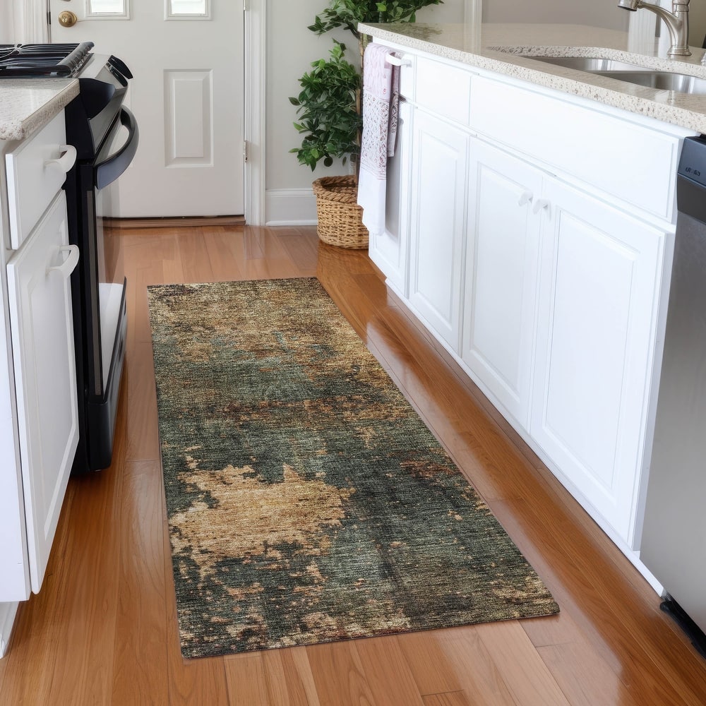 Machine Washable Indoor/ Outdoor Abstract Modern Chantille Rug