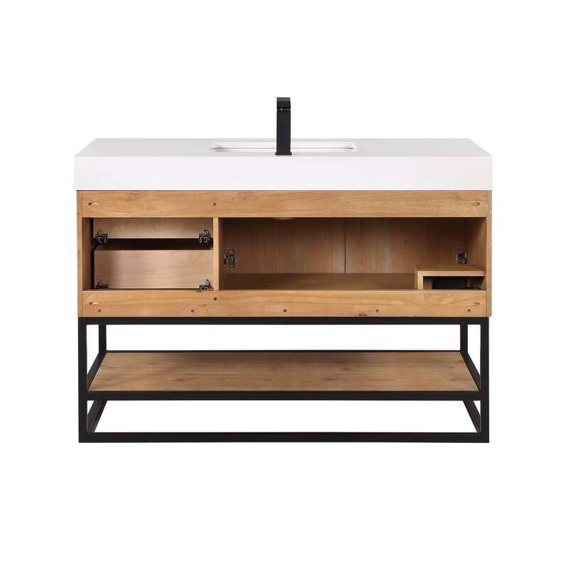 Altair Bianco Bath Vanity with White Composite Stone Top,no Mirror
