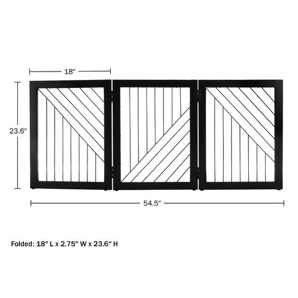 dimension image slide 1 of 2, PETMAKER 3-Panel Foldable Pet Gate, Black - N/A