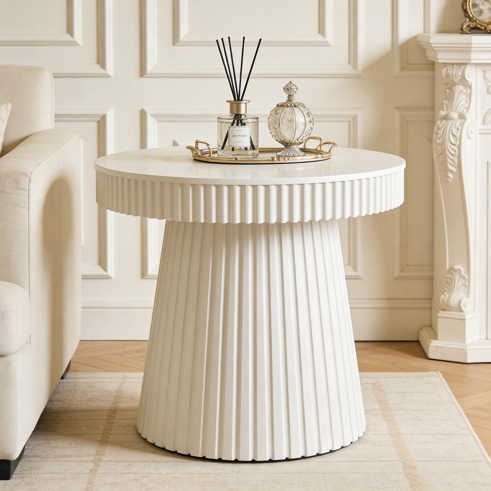 31.5 inches End Table for Bedroom, Round Bedside Table Nightstand