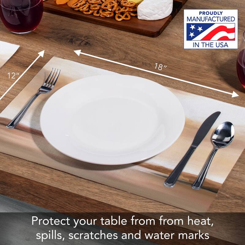 Amber Shore 4-Pack Poly-Cotton Blend Placemats Manufactured in The USA Machine Washable Dryer Safe