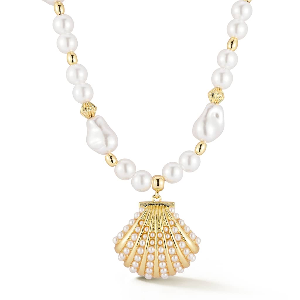 Chloe & Madison Pearl Seashell Statement Necklace