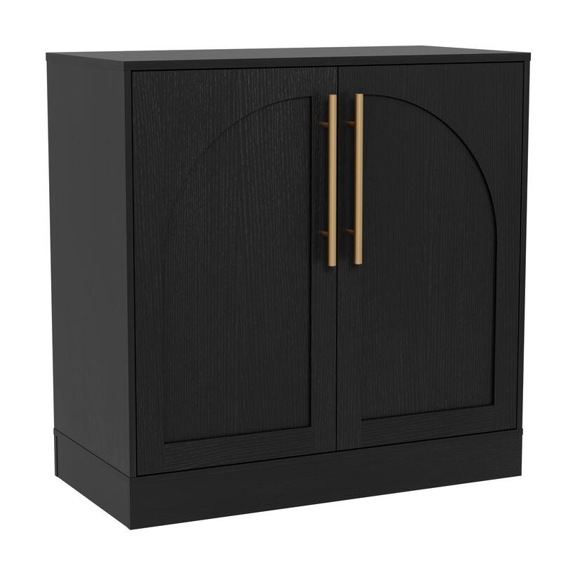 Arched Two-Door Cabinet Curio Display Cabinet with Gold Handles