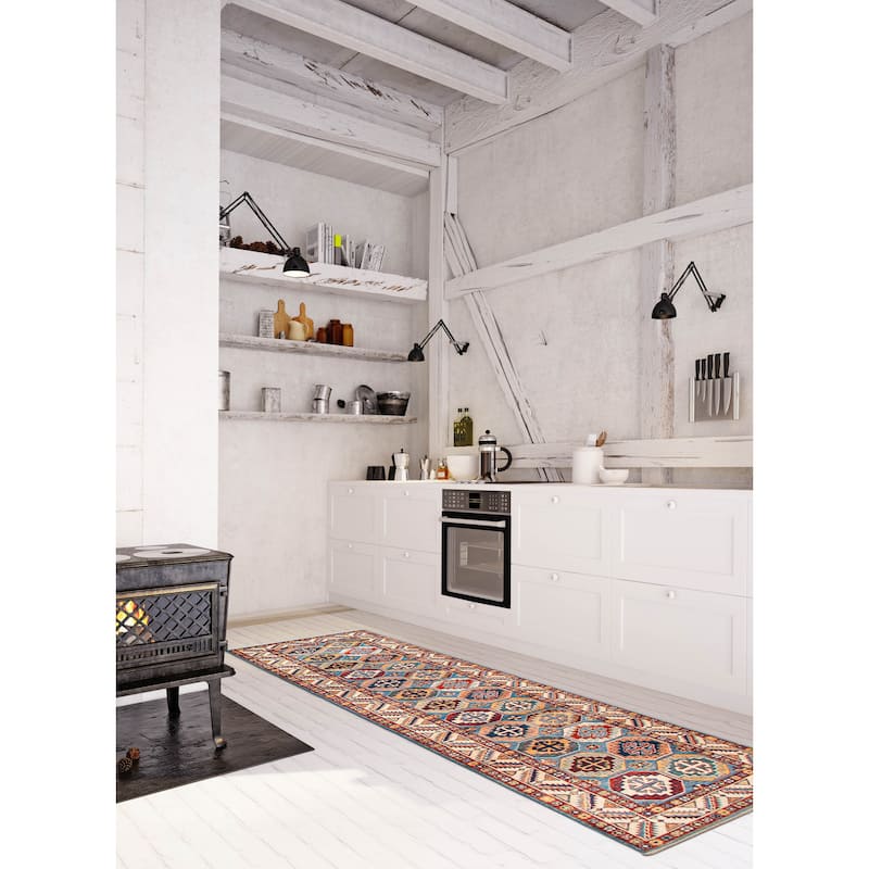 ECARPETGALLERY Hand-knotted Uzbek Ghazni Blue Wool Rug - 2'7 x 10'0