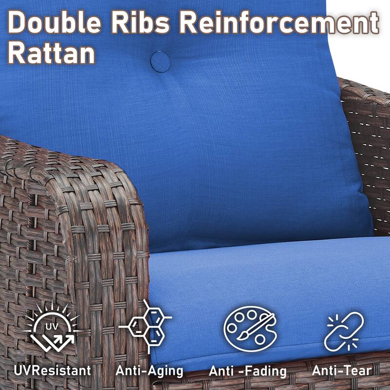 3 Piece Glider Chairs Table for Backyard