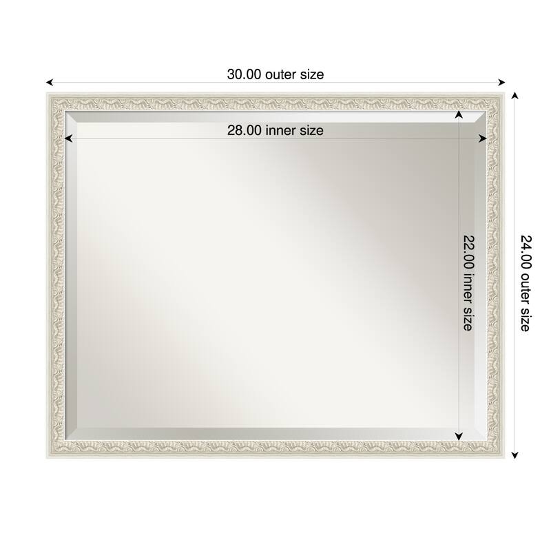 Bethany Beveled Wood Framed Bathroom Vanity Wall Mirror - 30 x 24 in - Bethany Silver