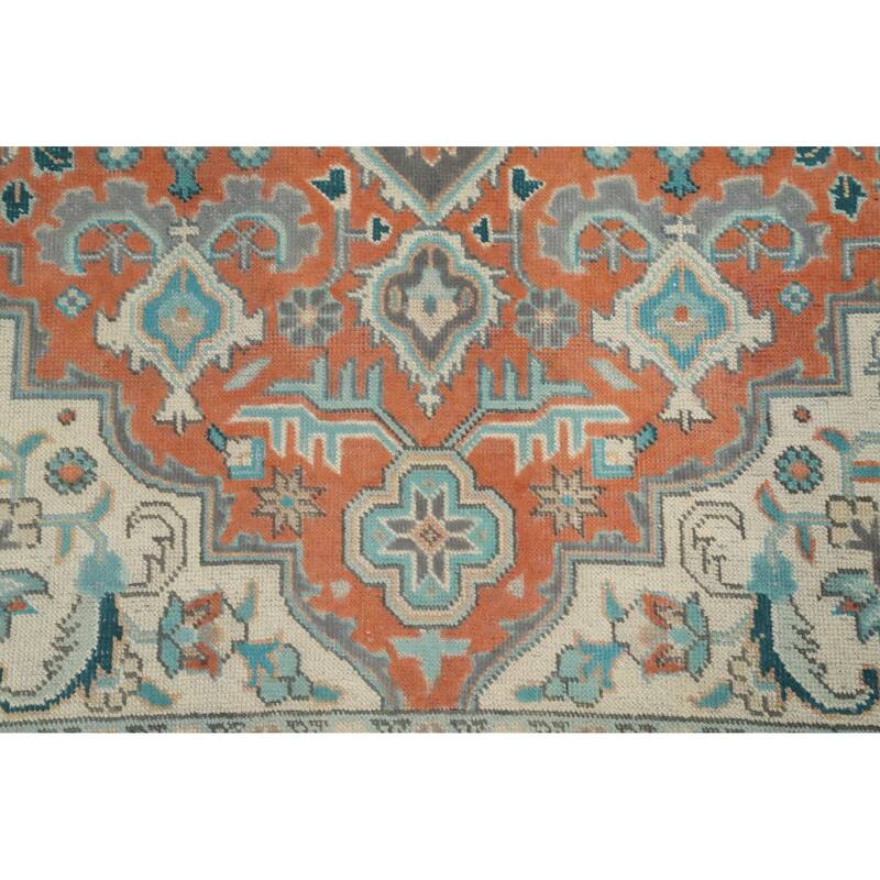 Hand Knotted Oriental 100% Wool Carpet Traditional Floral Oranges & Rust Tabriz Area Rug - 6' 5'' X 4' 8''