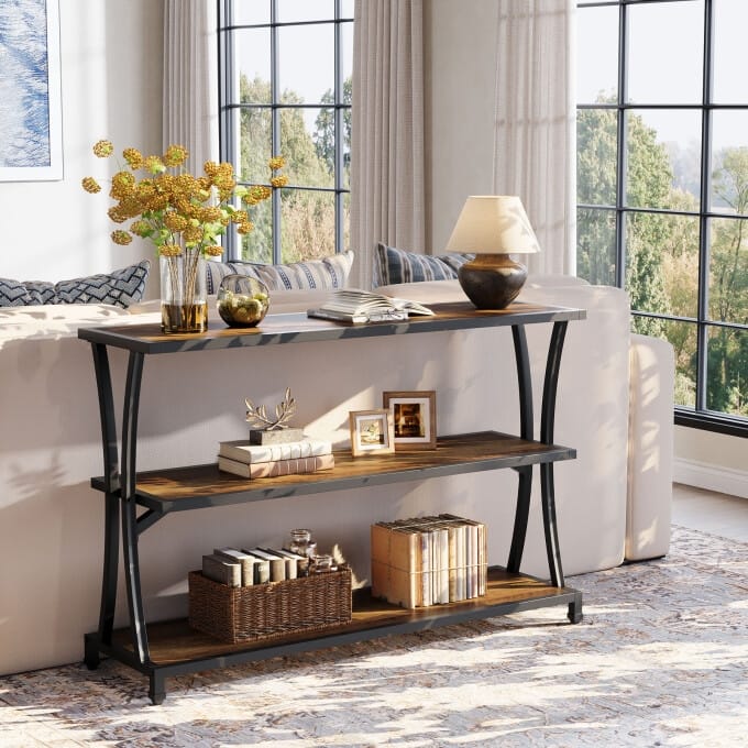43'' Small Console Table, 3-Tier Entryway Table with Storage Shelves