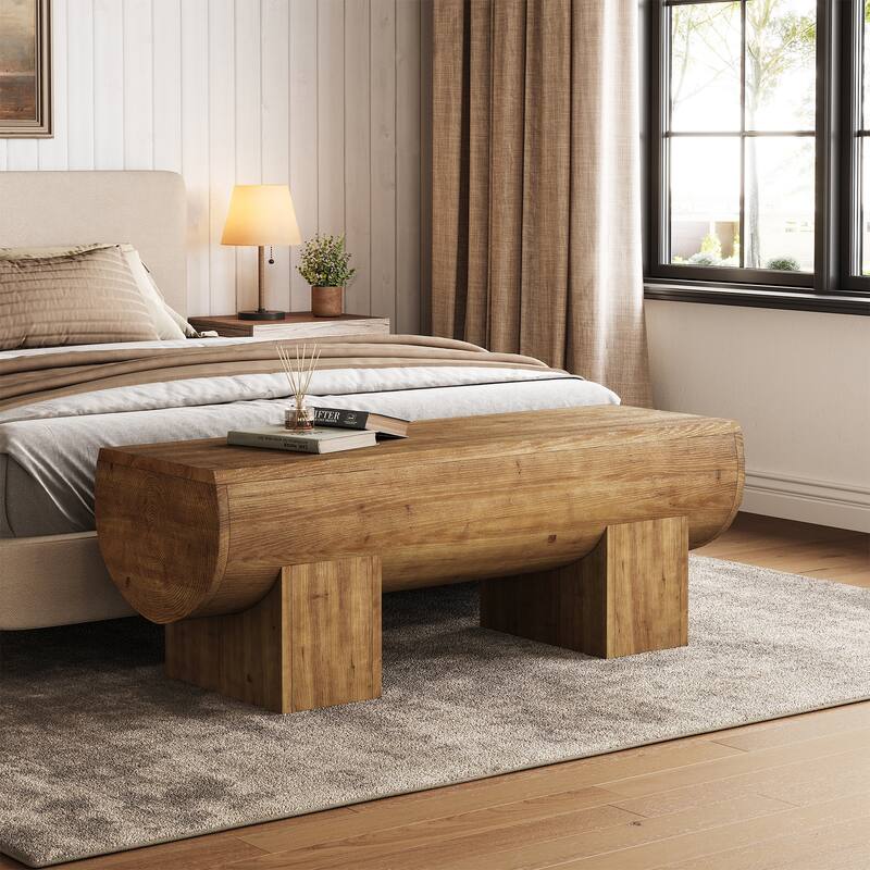 47 Inch Solid Wood Dining Bench Entryway End of Bed Bench for bedroom