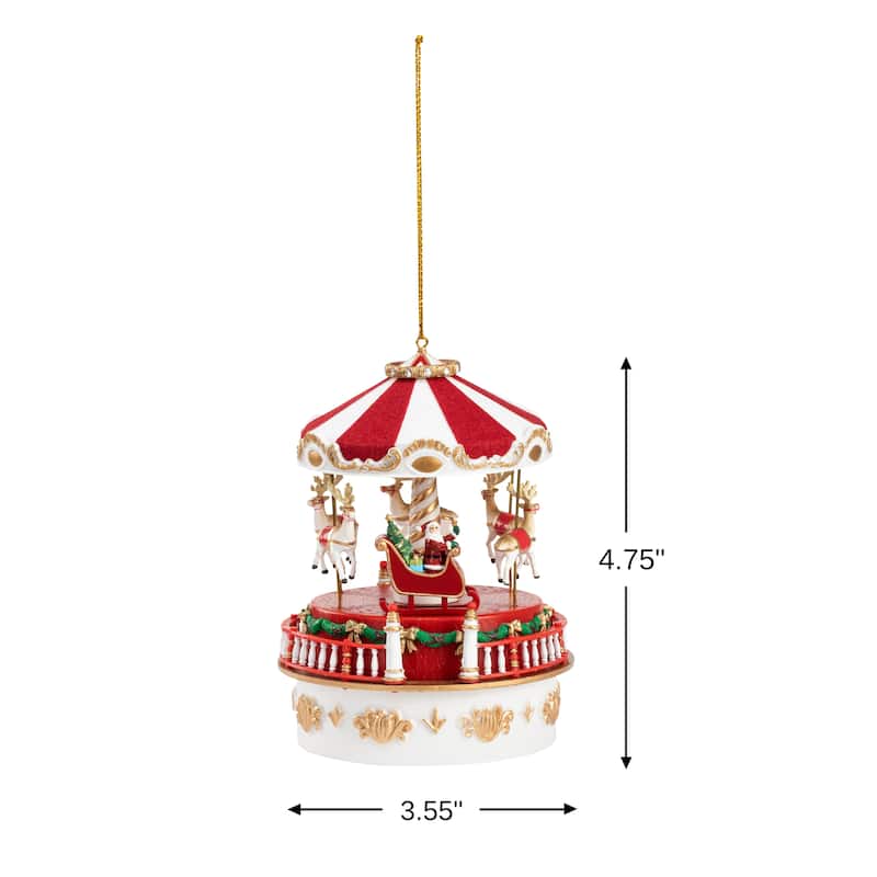Mini Carnival Music Box - Carousel with White Base