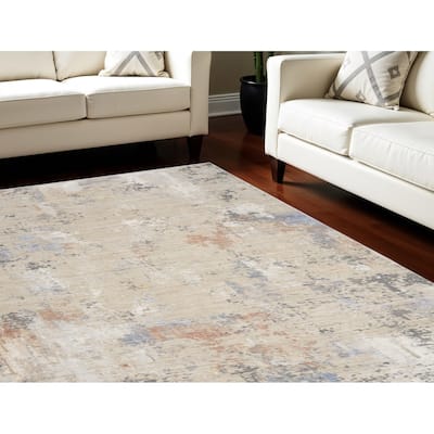 Power Loomed Abstract Modern Stain Resistant with Fringe Area Rug - 120' X '94' X '0.25