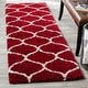 preview thumbnail 94 of 164, SAFAVIEH Hudson Shag Ogee Trellis 2-inch Thick Area Rug 2'3" x 10' Runner - Red/Ivory - Runner
