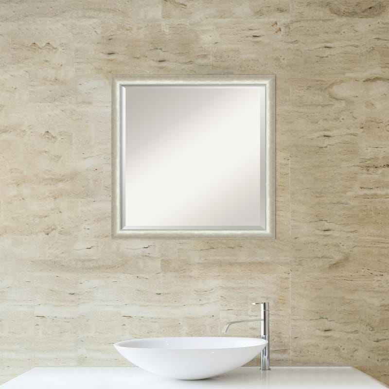 Two Tone Beveled Wood Framed Bathroom Vanity Wall Mirror