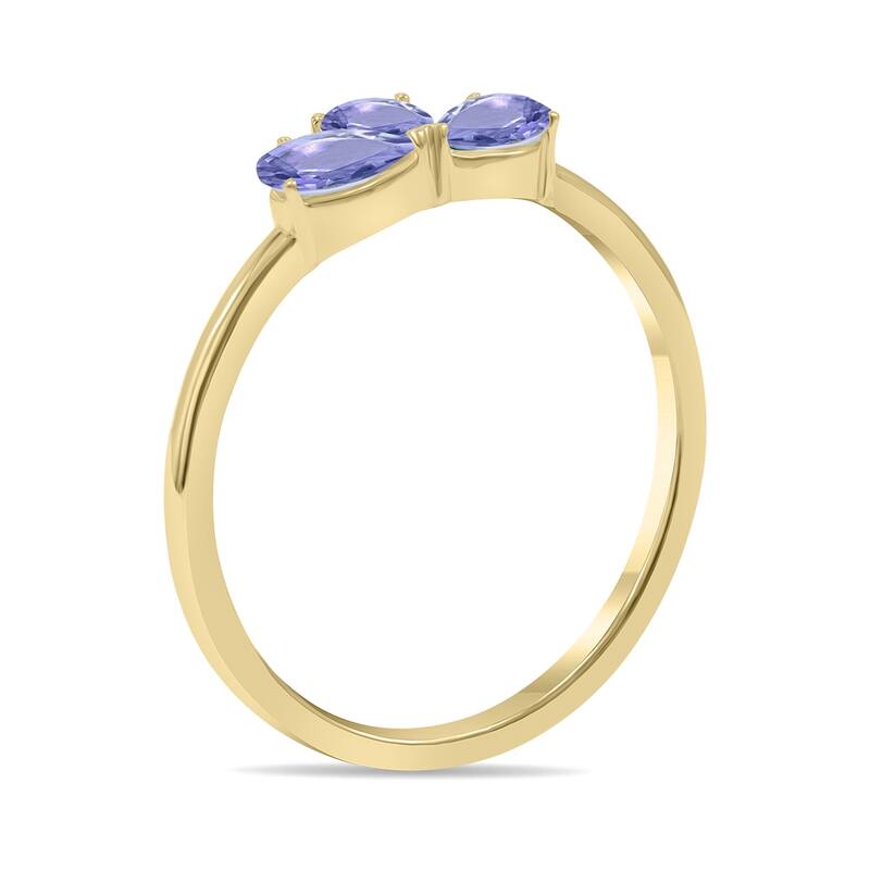 Marquee Jewels Tanzanite Pear Shape Three Stone Ring in 10K Yellow Gold