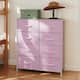 Modern 4/8/10-drawer Bedroom Fabric Dresser Storage Tower with Wood Top - Pink - 8-drawer