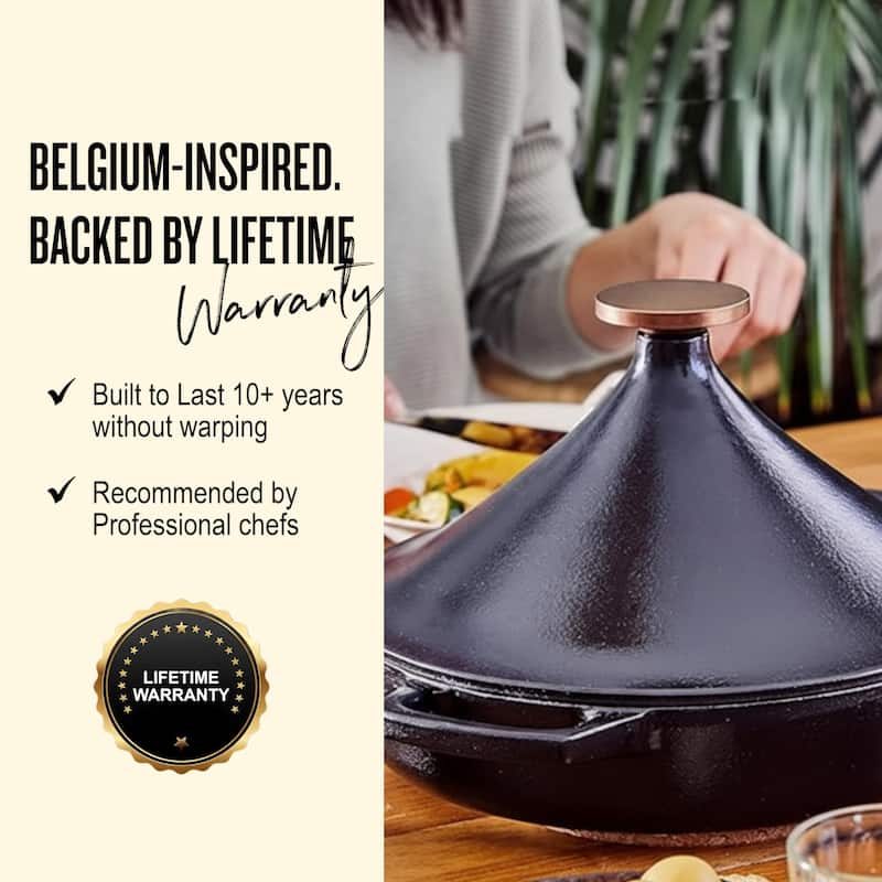Alva Nori 3 Qt. Enameled Cast Iron Tagine Pot - 11" Black