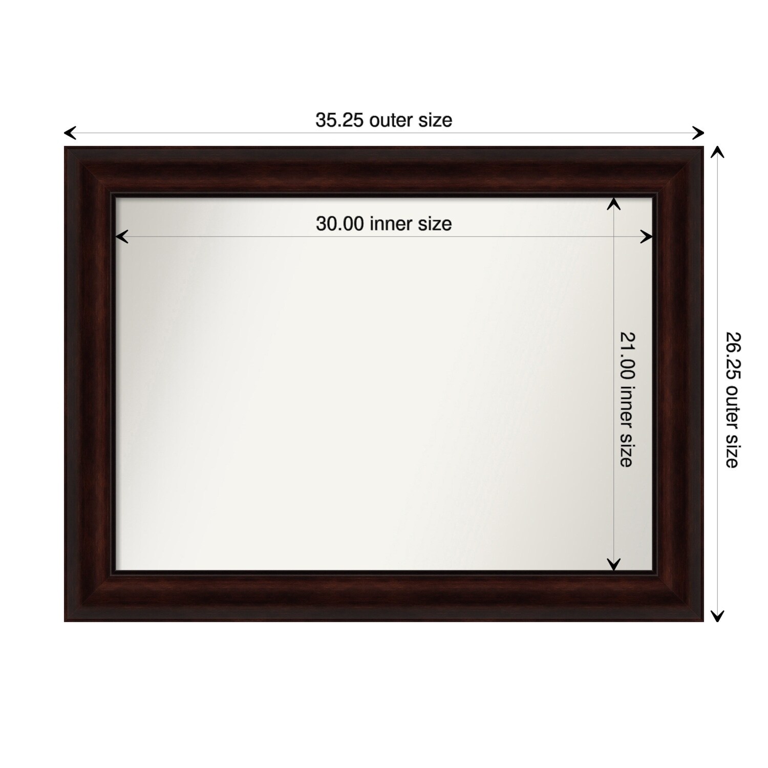 Coffee Bean Brown Framed Non-Beveled Custom Wall Mirror, Bathroom Vanity Mirror