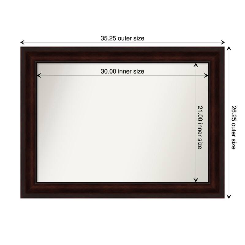 Coffee Bean Brown Framed Non-Beveled Custom Wall Mirror, Bathroom Vanity Mirror - Outer Size: 35.25 x 26.25