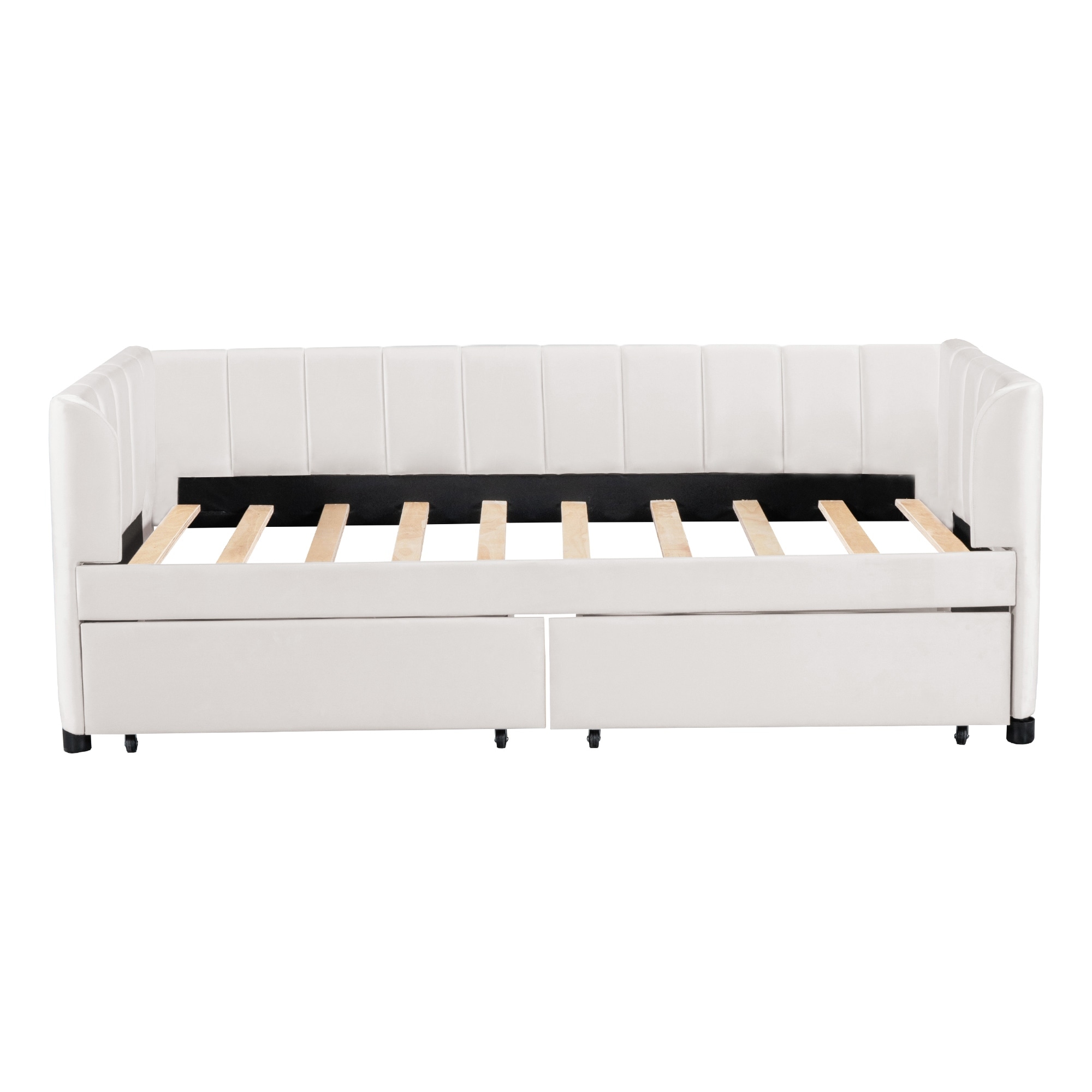 Twin Size Upholstered Daybed with Ergonomic Design Backrest and 2 Drawers