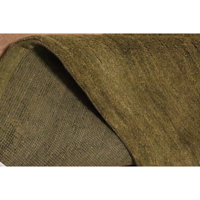 Hand Knotted Oriental 100% Wool Carpet Modern Solid Green Gabbeh Area Rug - 5' 11'' X 3' 10''