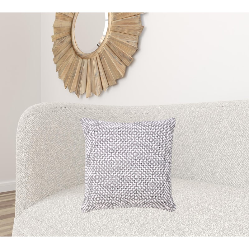 HomeRoots 20" X 20" Gray And White 100% Cotton Geometric Zippered Pillow