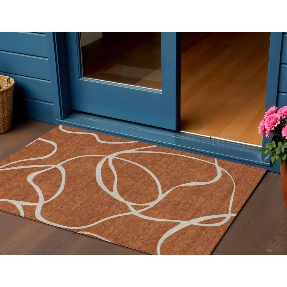 HomeRoots Abstract Transitional Rectangle Outdoor Rug