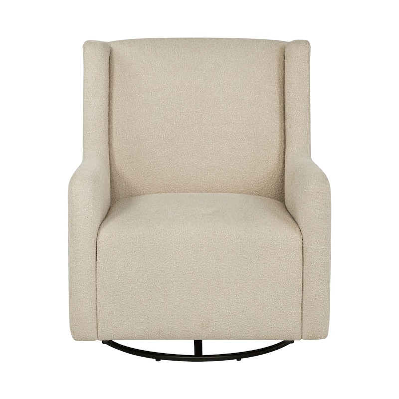 Boucle Upholstered Swivel Glider Chair - Sandy Beige