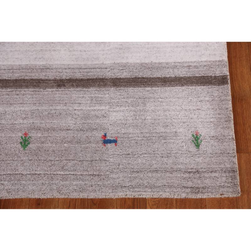 Hand Knotted Oriental 100% Wool Carpet Tribal Geometric Multi-Colored Gabbeh Area Rug - 7' 7'' X 5' 5''